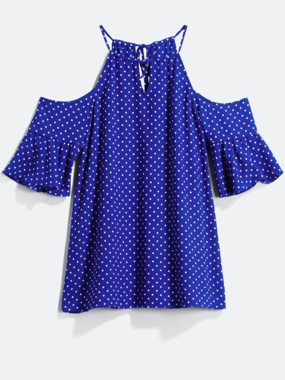41 Hawthorn Royal Blue White Polka Dot Cold-Shoulder Blouse
